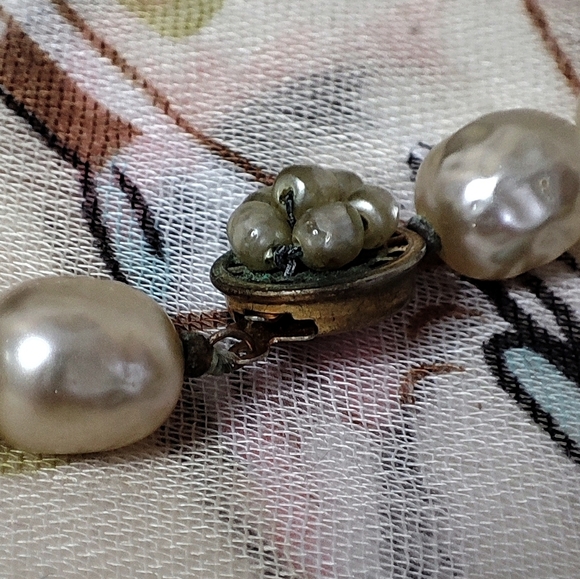 Miriam Haskell Signed Single Strand Necklace Faux Baroque Pearl Clasp Vintage - Picture 12 of 12